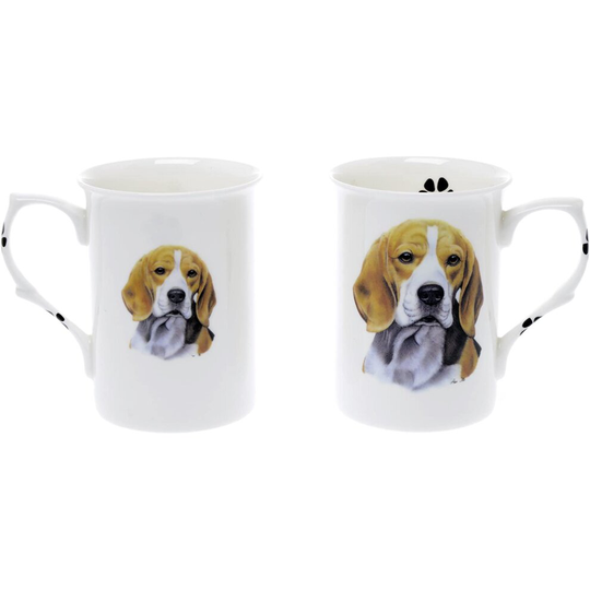 (BB4) Bone China Set of 2 Beagle Dog Mugs - Gift Boxed