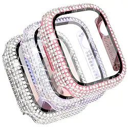 3-Pack Crystal Diamond Bling Cases Compatible with Apple Watch 40mm Protective Bumper with Tempered Glass Protector for iWatch Series 7 6 5 4 3 2 1 SE Lightinthebox