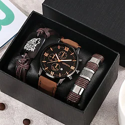Quartz Watch for Men Analog Quartz Oversize Business Modern Style Chronograph Large Dial Alloy Leather Classic Theme Military Fashion Lightinthebox