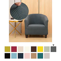 Stretch Jacquard Club Chair Slipcover Cover Elastic Armchair Barrel Tub Chair Sectional Couch Plain Solid Color Soft Durable Removable Washable Lightinthebox