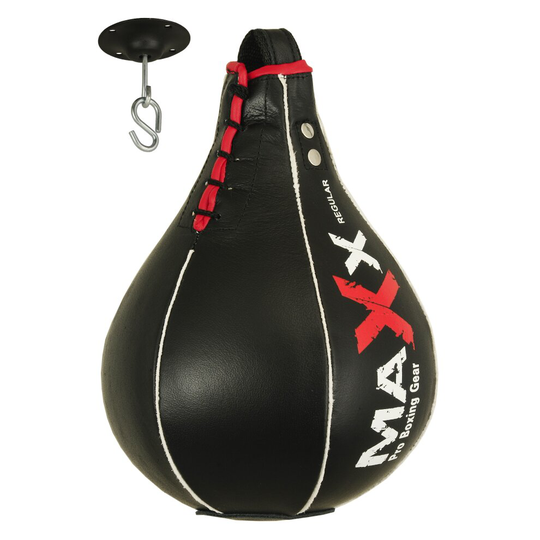 (BLACK) Maxx Leather Speedball & Hook Boxing Bag Punching Training MMA Speed Ball Boxing
