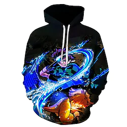Inspired by Demon Slayer Agatsuma Zenitsu Kamado Tanjirou Cosplay Costume Hoodie Cartoon 3D Harajuku Graphic Kawaii Hoodie For Men's Women's Adults' Polyester / Cotton Blend Lightinthebox