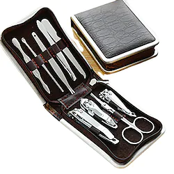 9pcs Carbon Steel Nail Clippers Set Professional Scissors Suit With Box Trimmer Grooming Manicure Cutter Kits For Nail Tools(Striped Gray Random) Lightinthebox