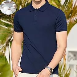 Men's Polo Shirt Golf Shirt Solid Colored Turndown Black Blue Pink Yellow Dark Green Outdoor Street Short Sleeve Button-Down Clothing Apparel Cotton Cool Casual Comfortable Lightinthebox