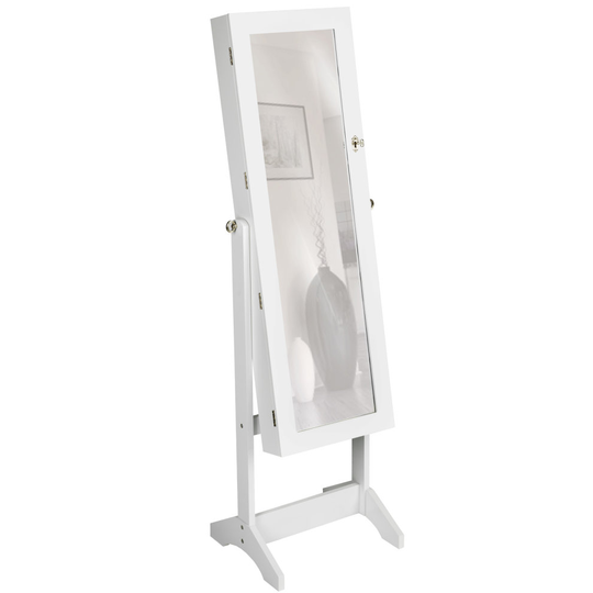 tectake Jewellery box with mirror - jewellery storage, mirror jewellery box, jewellery organiser - white
