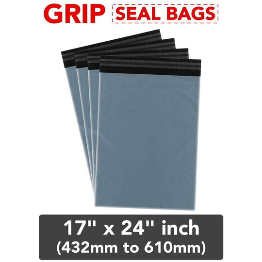 (50, 17" x 24" (432mm to 610mm)) Mailing Bags Strong Grey Grip Self Seal Plastic Poly Bag Postage UK