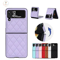 Phone Case For Samsung Galaxy Flip Z Flip 4 Z Flip 3 Bumper Frame Flip Full Body Protective Solid Colored TPU PU Leather Lightinthebox