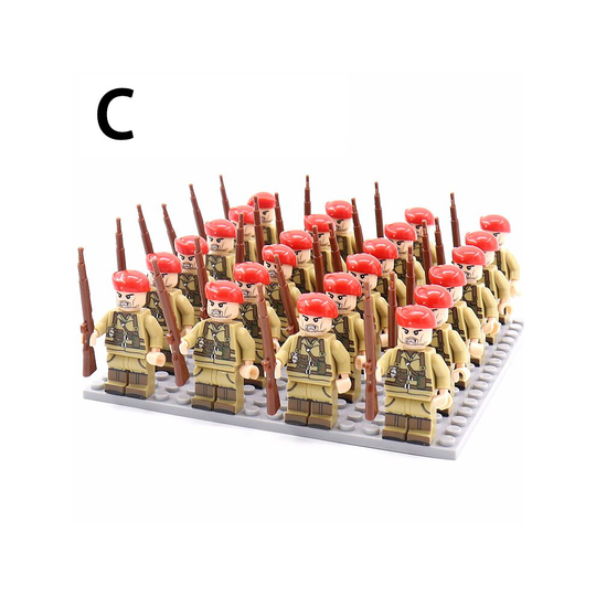 (C) Army Phalanx Building Block Minifigures 24PCS With Bottom Plate With Weapon And Display Box Compatible With Lego