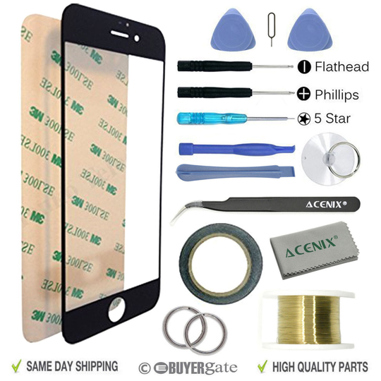 Apple iPhone 6S + Plus Replacement Screen Front Glass Repair Kit BLACK