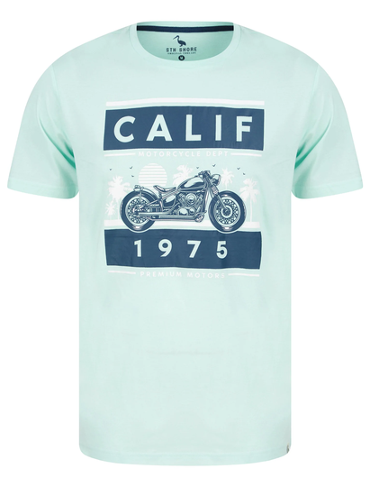 T-Shirts Calif Bike Motif Cotton Jersey T-Shirt in Hint of Mint - South Shore / S - Tokyo Laundry