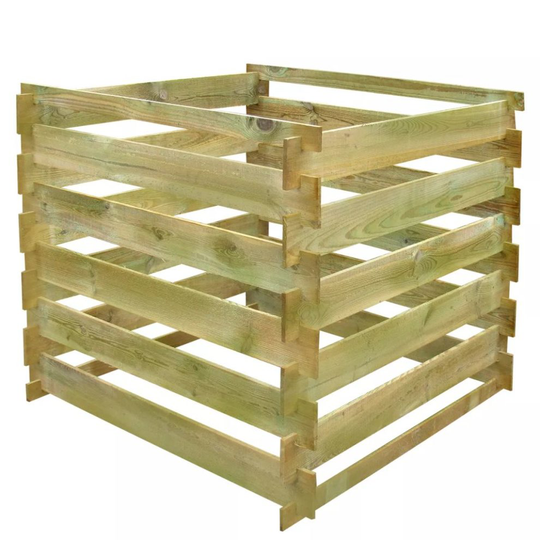vidaXL Slatted Compost Bin 0.54m³ Square Wood Fertiliser Container Box