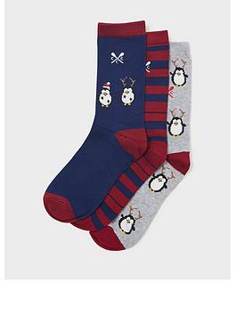 Crew Clothing 3 Pack Bamboo Sock Box -Red