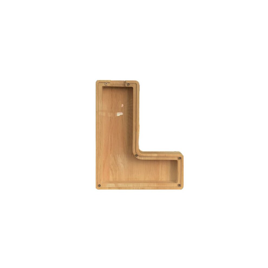 (L) Wooden Letter Piggy Bank English Alphabet Coin Money Storage Boxes Xmas Gifts Birthday Gifts