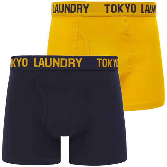 Mens Underwear Lumber 2 (2 Pack) Boxer Shorts Set in Golden Rod / Sky Captain Navy - Tokyo Laundry / S - Tokyo Laundry