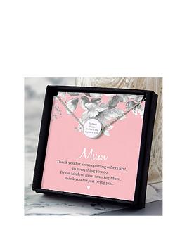 Silver Personalised Disc Pendant Necklace With 'Mum' Sentiment Gift Box