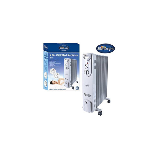 Silentnight 9 Fin Oil Filled Radiator 2000 Watt With 3 Heat Settings White