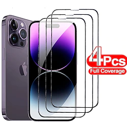 [4 Pack] Phone Screen Protector For Apple iPhone 14 Pro Max iPhone 13 Pro Max 12 Mini 11 X XR XS Max 8 7 Tempered Glass High Definition (HD) 9H Hardness Ultra Thin Phone Accessory Lightinthebox
