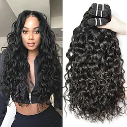 3 Bundles Hair Weaves Brazilian Hair Water Wave Human Hair Extensions Remy Human Hair 100% Remy Hair Weave Bundles 300 g Natural Color Hair Weaves / Hair Bulk Human Hair Extensions 8-28 inch Natural Lightinthebox