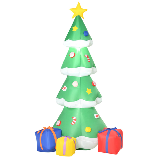 HOMCOM 6ft Tall Inflatable Christmas Tree w/ Star and Gift Boxes