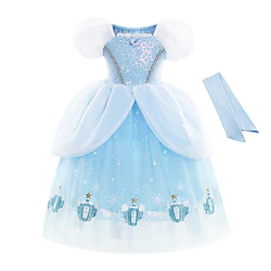 Snow White and the Seven Dwarfs Cinderella Fairytale Princess Flower Girl Dress Theme Party Costume Tulle Dresses Girls' Movie Cosplay Cosplay Halloween Light Blue Dress Halloween Carnival Masquerade Lightinthebox