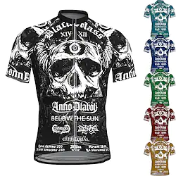 21Grams Men's Cycling Jersey Short Sleeve Bike Jersey Top with 3 Rear Pockets Mountain Bike MTB Road Bike Cycling Breathable Quick Dry Moisture Wicking Soft Black Green Yellow Skull Sugar Skull Lightinthebox