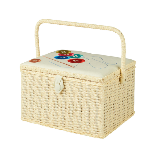Buttons Needle Thread Cream Embroidered Large Sewing Box | Sewing Online FL-001