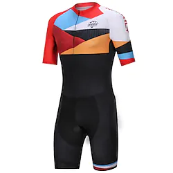 Nuckily Men's Triathlon Tri Suit Mountain Bike MTB Road Bike Cycling Black / Orange Bike Clothing Suit Windproof Breathable Quick Dry Spandex Sports Geometric Patterned Clothing Apparel Lightinthebox