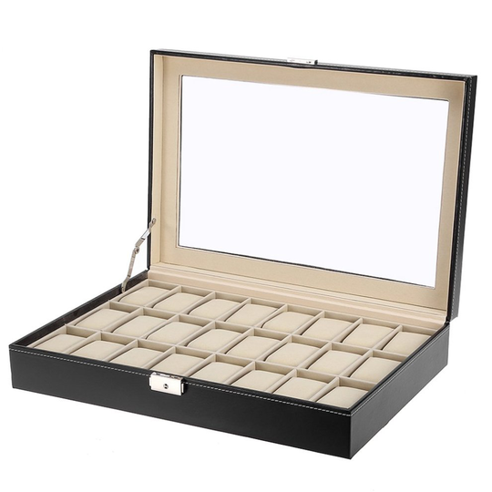 Watch Display Storage Box Jewelry Collection Case Organiser Holder 24 Grids