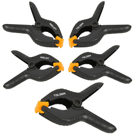 (4" (100mm), Pack of 5) Spring Clamps - Heavy Duty Plastic Vice Grips