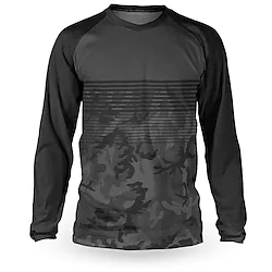 21Grams Men's Downhill Jersey Long Sleeve Mountain Bike MTB Road Bike Cycling Grey Red Camo / Camouflage Bike Breathable Quick Dry Moisture Wicking Polyester Spandex Sports Camo / Camouflage Lightinthebox