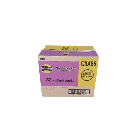 walkers madras curry full box of 32 grab bags 45g Best Before 18.12.2021