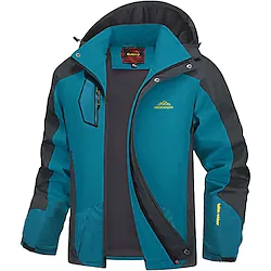 Men's Waterproof Hiking Jacket Rain Jacket Hiking Windbreaker Outdoor Thermal Warm Waterproof Windproof Breathable Outerwear Hoodie Trench Coat Hunting Fishing Climbing Lake blue Black Red Blue Green Lightinthebox