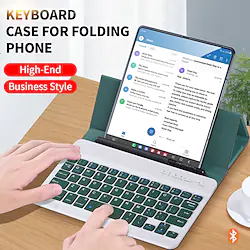 Phone Case For Samsung Galaxy Leather Z Fold 4 Z Fold 3 Portable with Keyboard Full Body Protective Solid Colored PC PU Leather Lightinthebox
