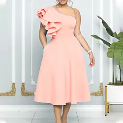 Audrey Hepburn 1950s Flare Dress One Shoulder Women's Costume Vintage Cosplay Party / Evening Midi Plus Size Dress Masquerade Lightinthebox