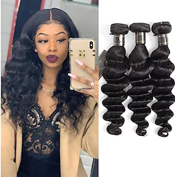 3 Bundles 4 Bundles Hair Weaves Brazilian Hair Loose Deep Wave Human Hair Extensions Remy Human Hair Natural Color Hair Weaves / Hair Bulk 10-24 inch Natural Soft Classic Easy to Carry / Daily Wear Lightinthebox