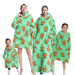 Kid's Adults' Oversized Hoodie Blanket Wearable Blanket With Pocket Cat Animal Onesie Pajamas Flannel Cosplay For Men's Women's Boys Christmas Animal Sleepwear Cartoon Festival / Holiday Costumes Lightinthebox