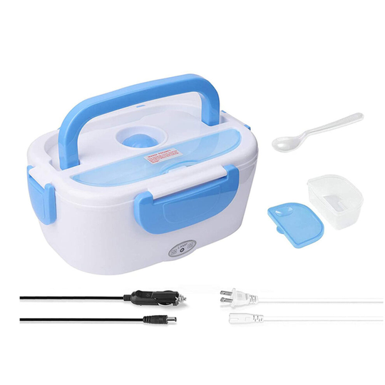 Multifunctional Portable Electric Heating Lunch Box Food Heater Food Warmer with Removable Stainless Steel Container for Home Office Blue