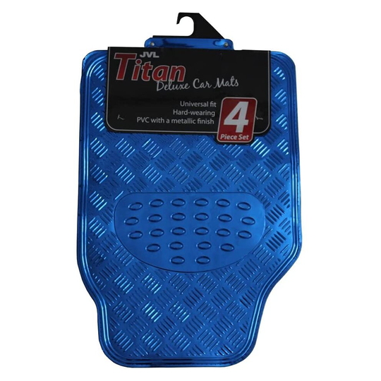 Universal Car Mat Set Titan Car PVC Backed Extra Grip Blue 4 Pieces