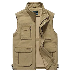 Men's Hiking Fishing Vest Work Vest Cotton Outdoor Casual Lightweight with Multi Pockets Autumn / Fall Spring Travel Cargo Safari Photo Wear Resistance Breathable Waistcoat Jacket Coat Top Lightinthebox