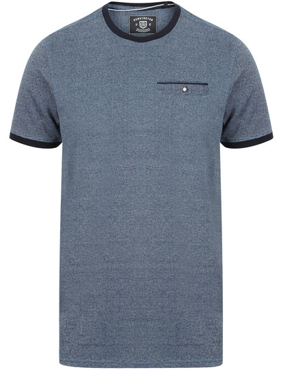 T-Shirts Murdoch Jacquard Cotton T-Shirt With Mock Pocket In Sea Surf Blue - Kensington Eastside / S - Tokyo Laundry