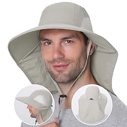 Wide Brim Sun Hat with Neck Flap, UPF50 Hiking Fishing Hat for Men Women Summer Outdoor Portable Breathable Quick Dry Ultraviolet Resistant Hat Solid Color Black Purple Red Hunting Fishing Climbing Lightinthebox