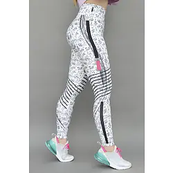 Women's Yoga Pants Tummy Control Butt Lift Quick Dry High Waist Yoga Fitness Gym Workout Tights Leggings Bottoms Graphic Patterned White Black Gray Winter Sports Activewear High Elasticity Skinny Lightinthebox