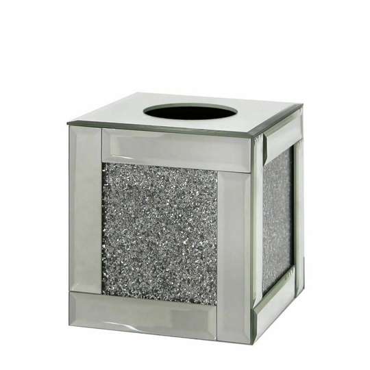 LATEST CUBE TISSUE BOX Silver Crushed Crystal Mirror Diamond Diamante