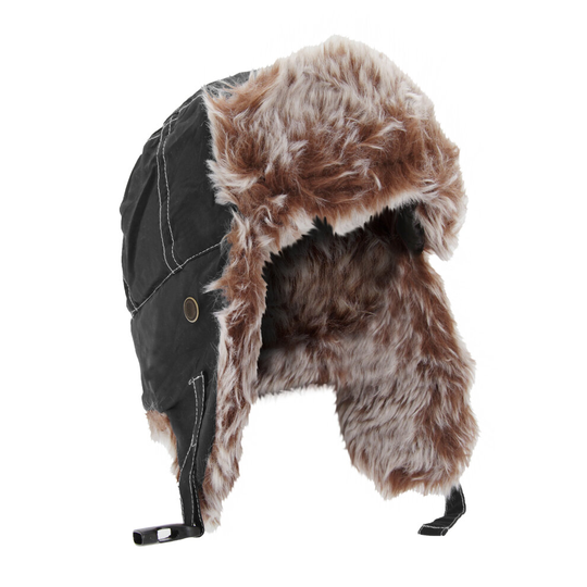 (M, Jet Black) Result Unisex Classic Thermal Winter/Ski Sherpa Trapper Hat
