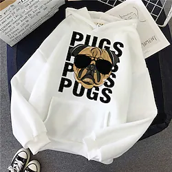 Inspired by Animal Dog Pug Hoodie Cartoon Manga Anime Front Pocket Graphic Hoodie For Men's Women's Unisex Adults' Hot Stamping 100% Polyester Casual Daily Lightinthebox