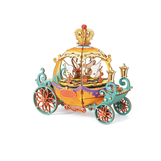 Rolife 3D DIY Puzzle Building Hand Crank Music Box Wooden Pumpkin Carriage