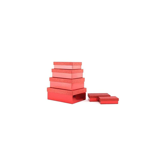 RED Gift Boxes with Glitter Lids Variety of 6 Sizes