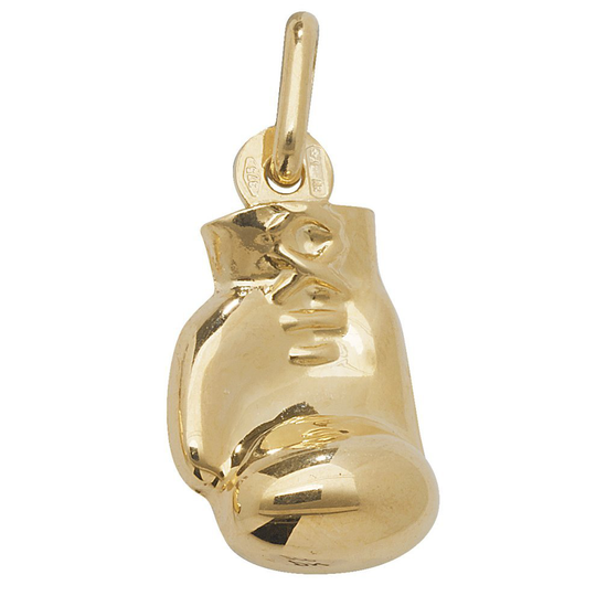 (14 Inch) Childrens 9ct Gold Single Boxing Glove Pendant On A Prince of Wales Necklace