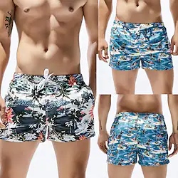 Men's Swim Shorts Swim Trunks Board Shorts Pocket Drawstring Elastic Waist Graphic Comfort Breathable Short Casual Holiday Beach Streetwear Stylish White Blue Lightinthebox