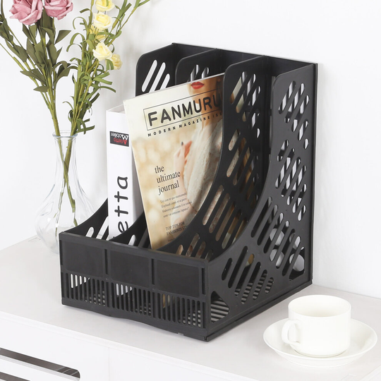 3 File Publication Shelf Storage Box Divider Magazine Holders Office